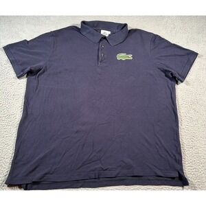 Lacoste Polo Shirt Mens 9L Navy Blue Big Croc Logo Short Sleeve Collared Golf